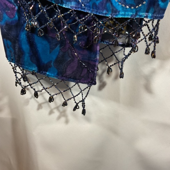 Silk Blend Wrap/scarf. Beaded, deep blues and purple NYE Holiday Boho - Picture 3 of 6